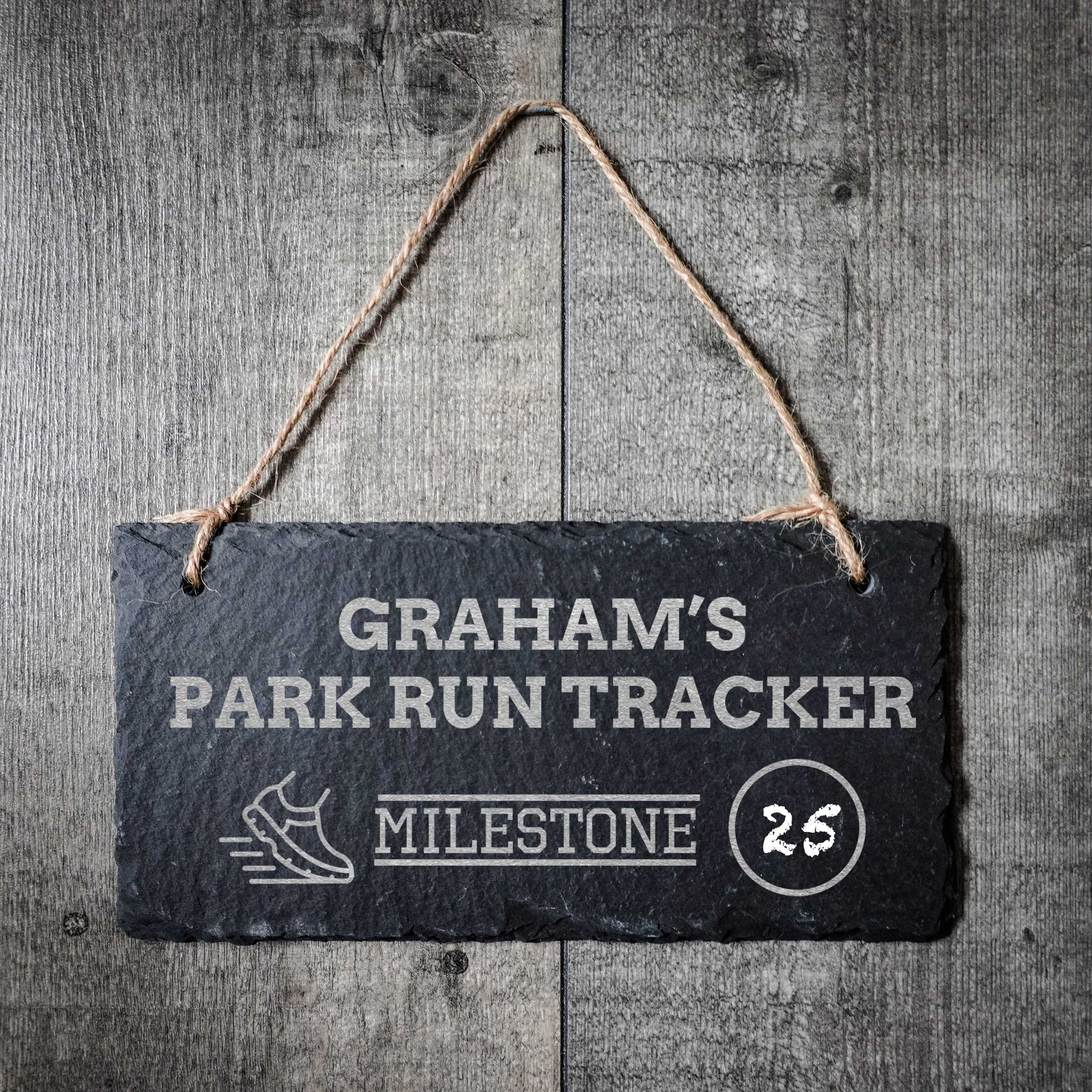 Park Run Milestone Personalised Slate Chalkboard Tracker