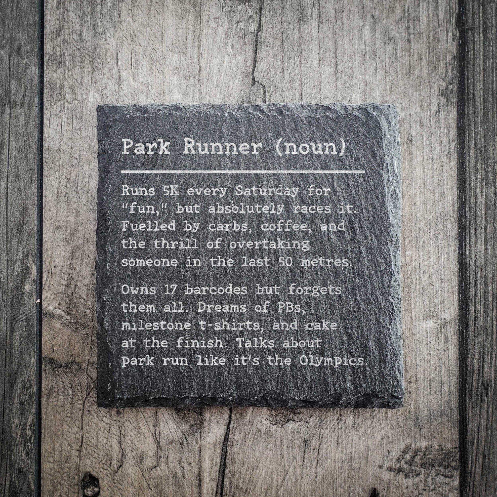 Funny Park Runner Dictionary Definition Slate Coaster | Park Run Gift