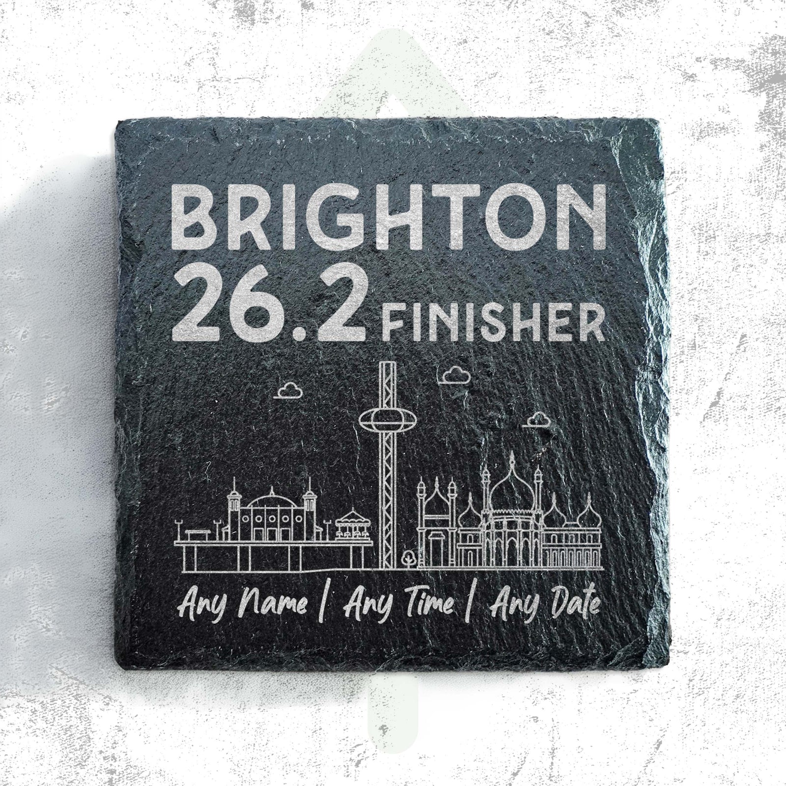 Brighton 26.2 Finisher Skyline Slate Personalised Marathon Coaster