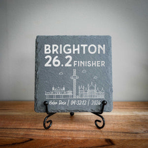 Brighton 26.2 Finisher Skyline Slate Personalised Marathon Coaster