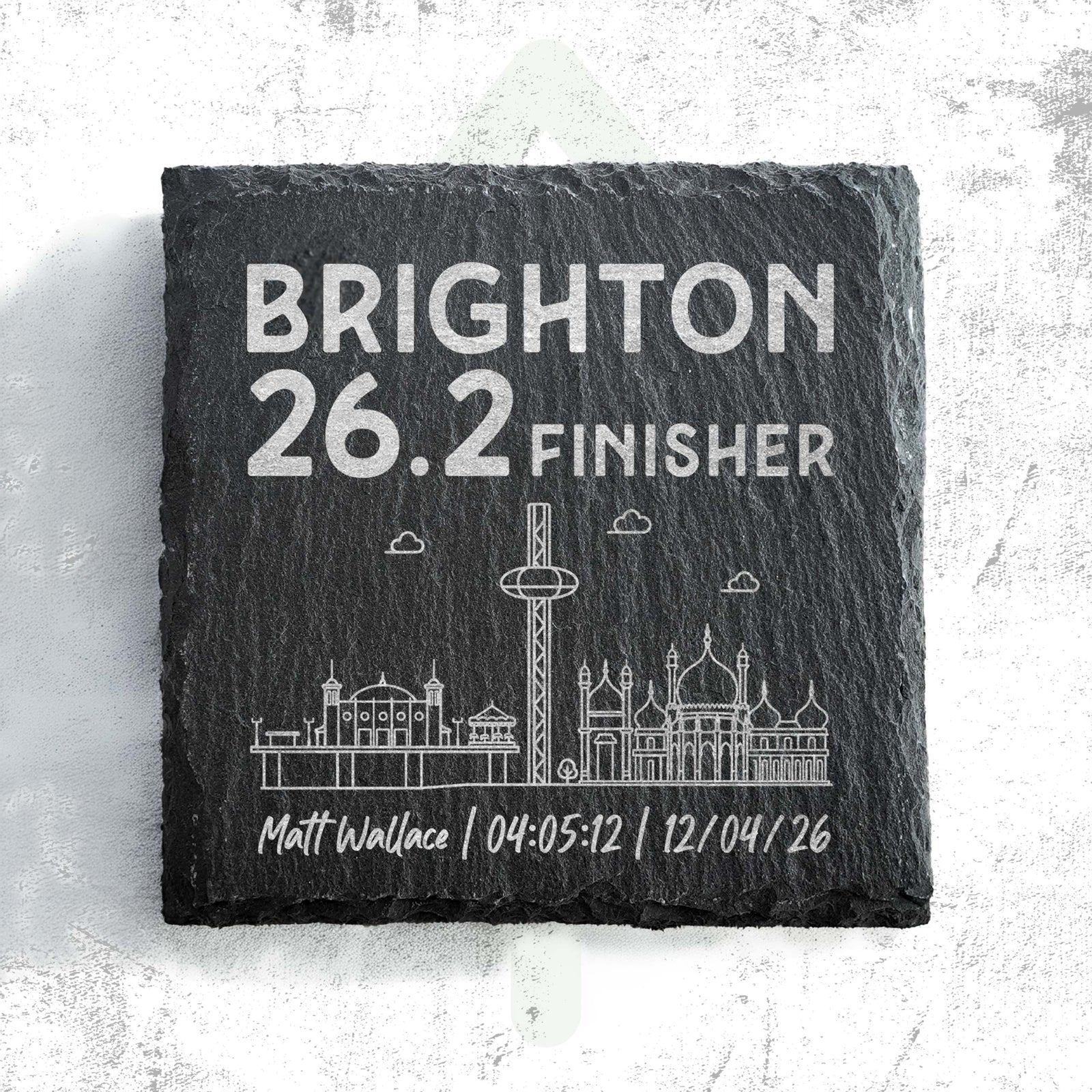 Brighton 26.2 Finisher Skyline Slate Personalised Marathon Coaster
