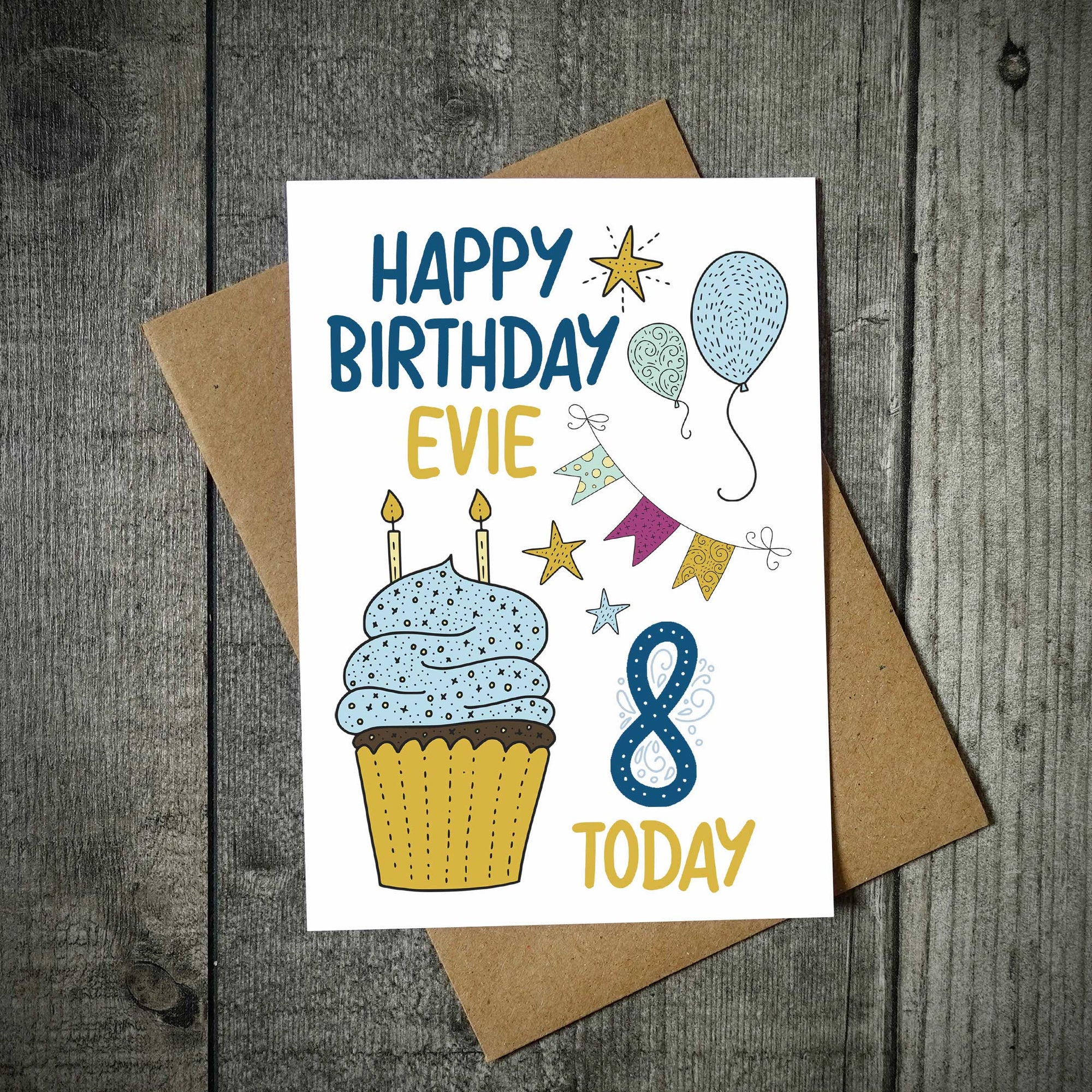 Cake And Balloons Personalised Birthday Card