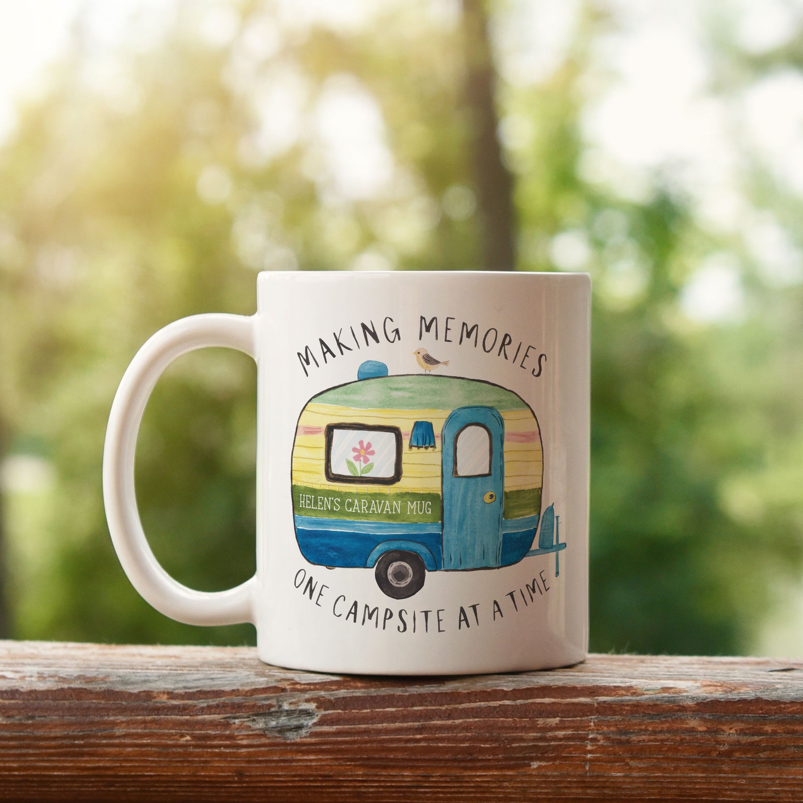Personalised Making Memories One Campsite At A Time Caravan Mug.
