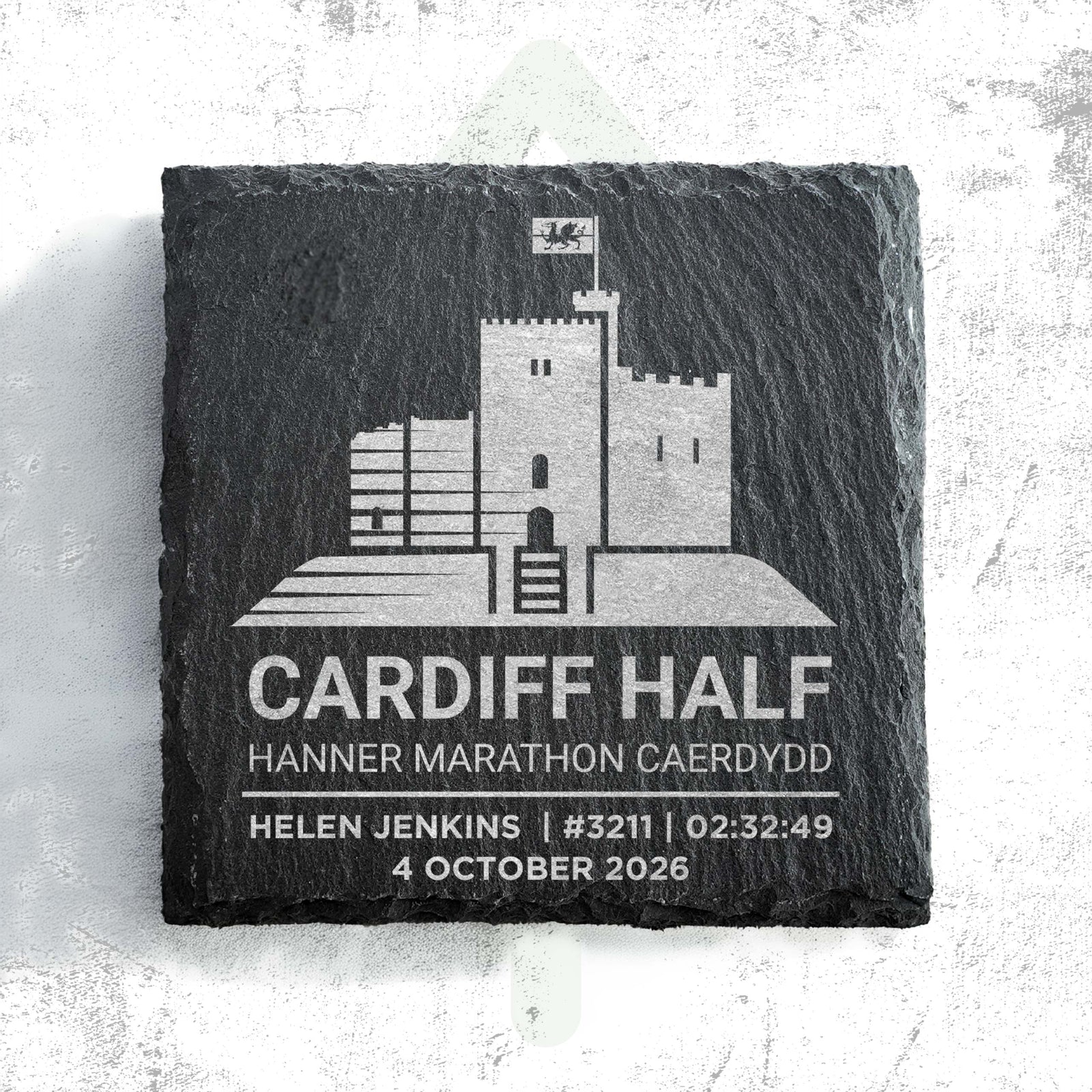 Official Cardiff Half Marathon Logo Personalised Slate Coaster