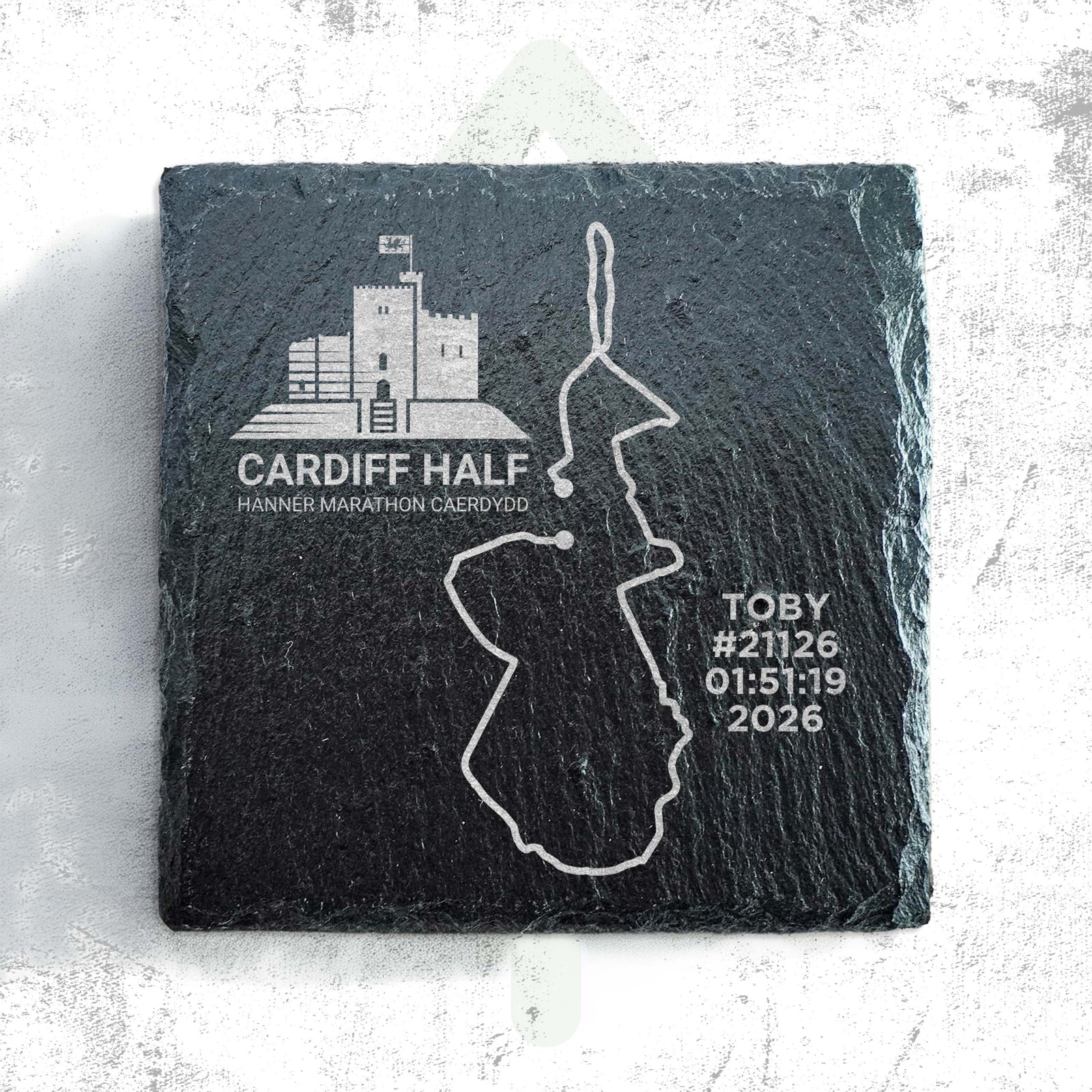 Official Cardiff Half Marathon Route Personalised Slate Coaster