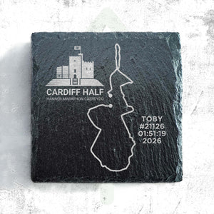 Official Cardiff Half Marathon Route Personalised Slate Coaster