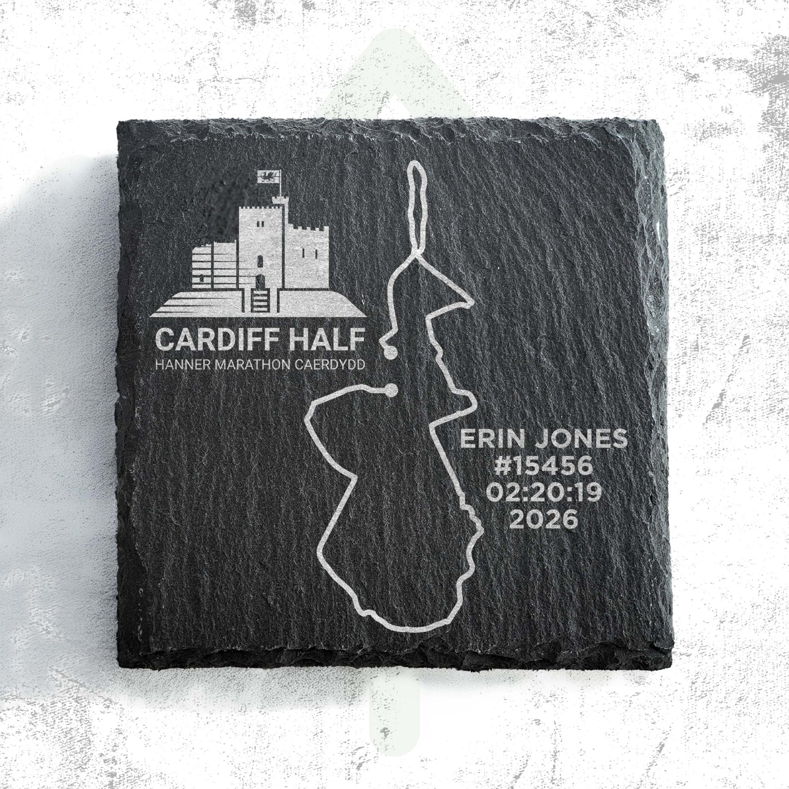 Official Cardiff Half Marathon Route Personalised Slate Coaster