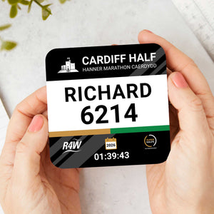 Cardiff Half Marathon Personalised Race Bib Coasters