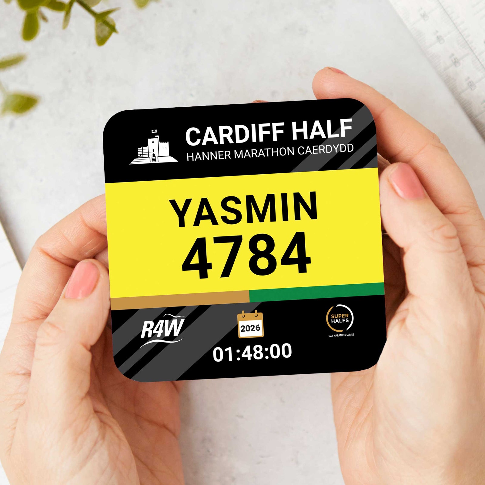 Cardiff Half Marathon Personalised Race Bib Coasters