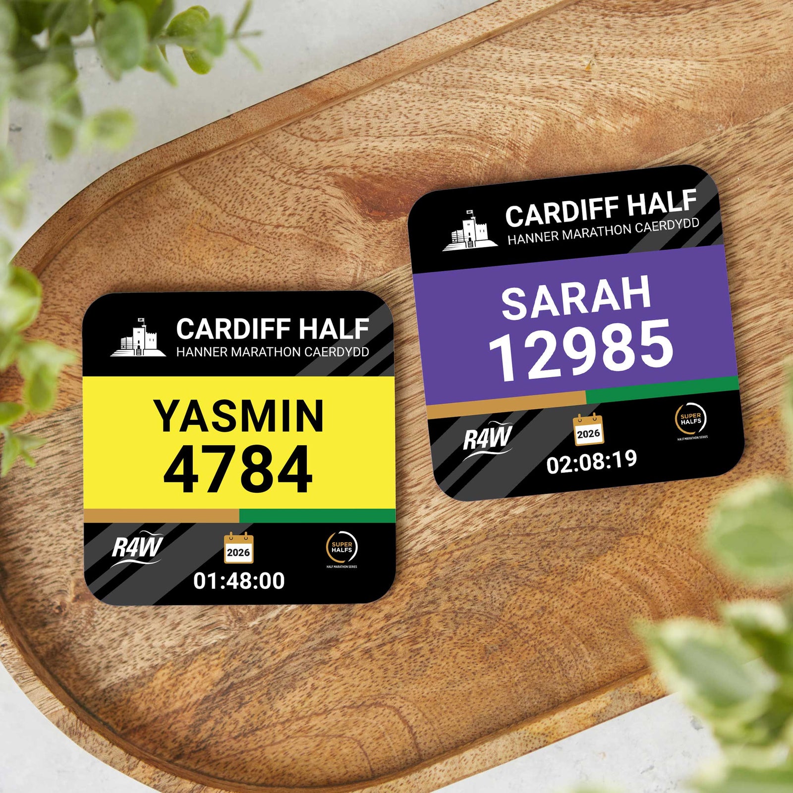 Cardiff Half Marathon Personalised Race Bib Coasters