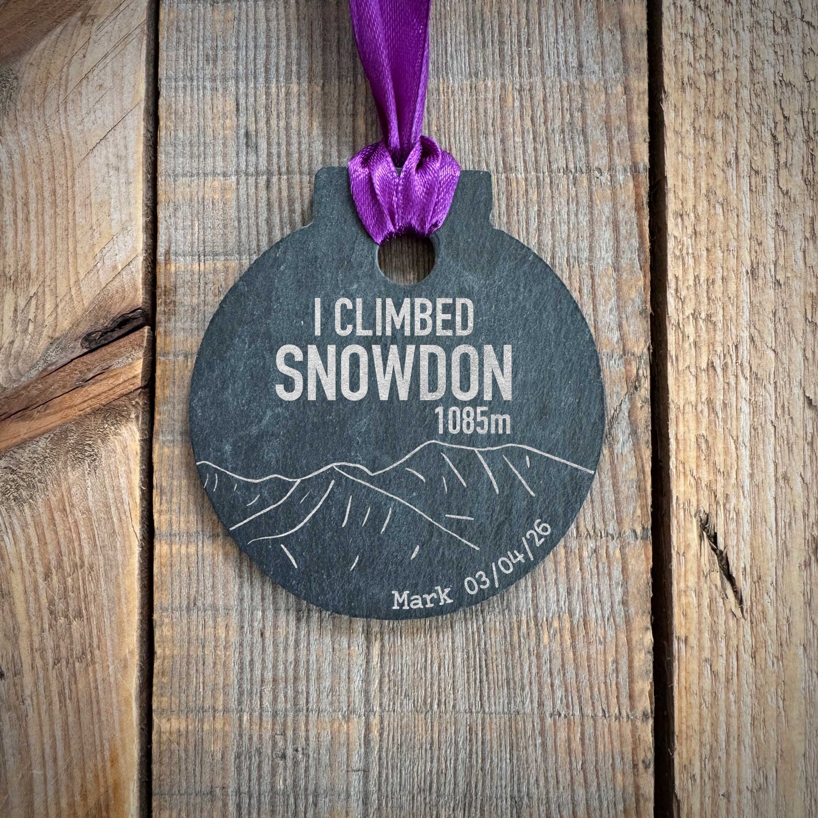 I Climbed Snowdon Laser Engraved Slate Medal | Yr Wyddfa Medal