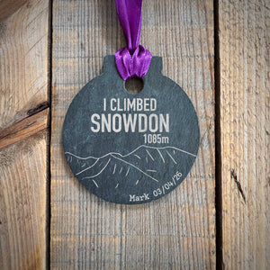 I Climbed Snowdon Laser Engraved Slate Medal | Yr Wyddfa Medal