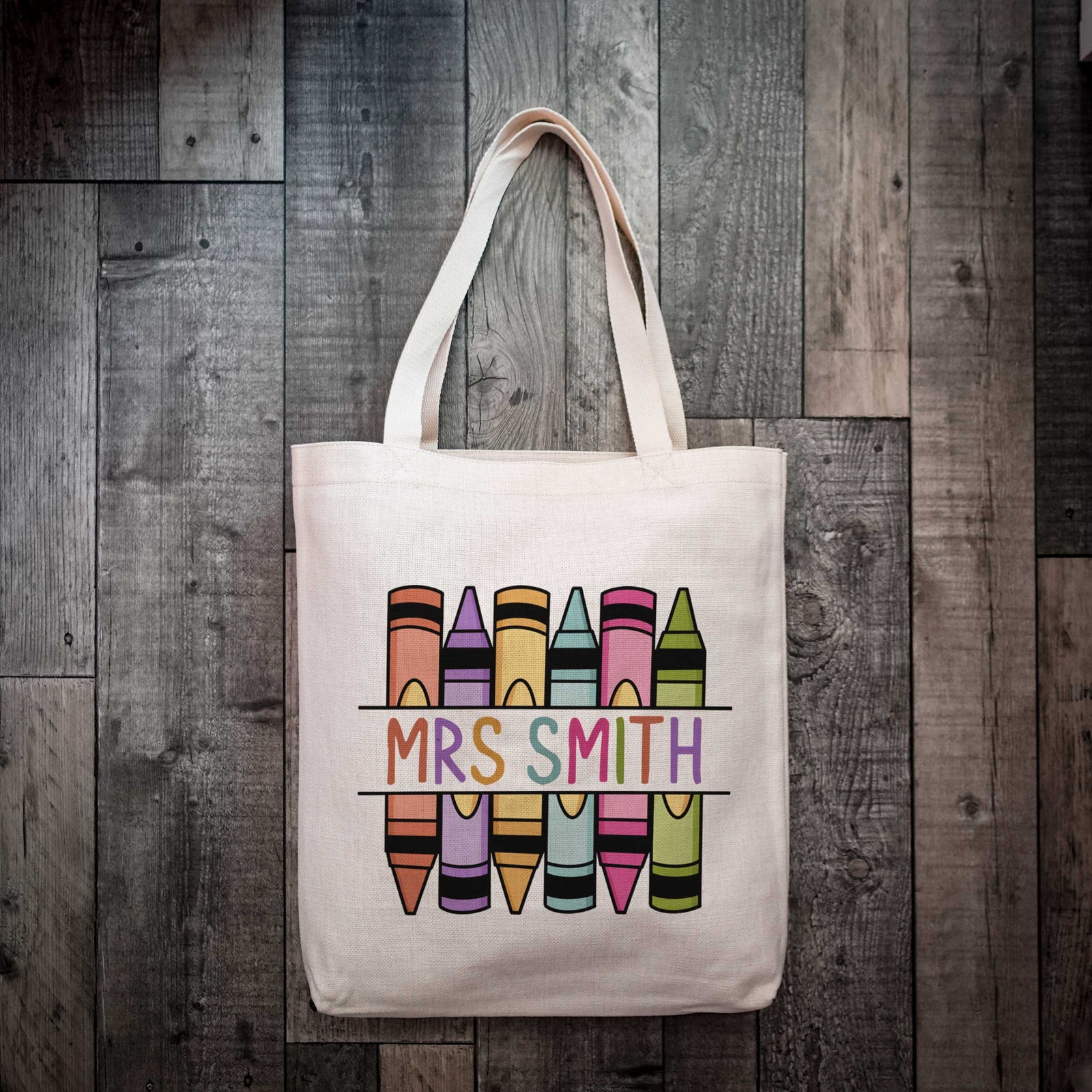 Personalised Crayon Teacher Tote Bag