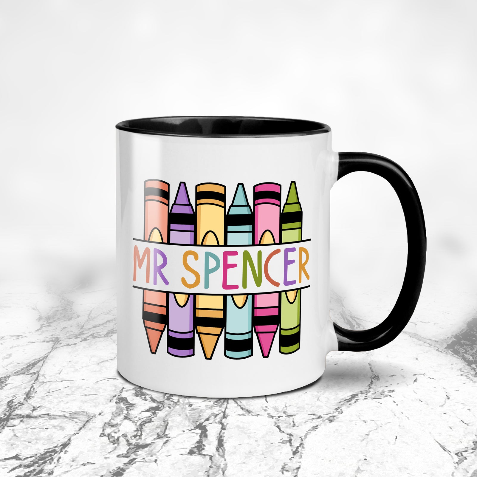 Personalised Crayons Teacher Ceramic Mug