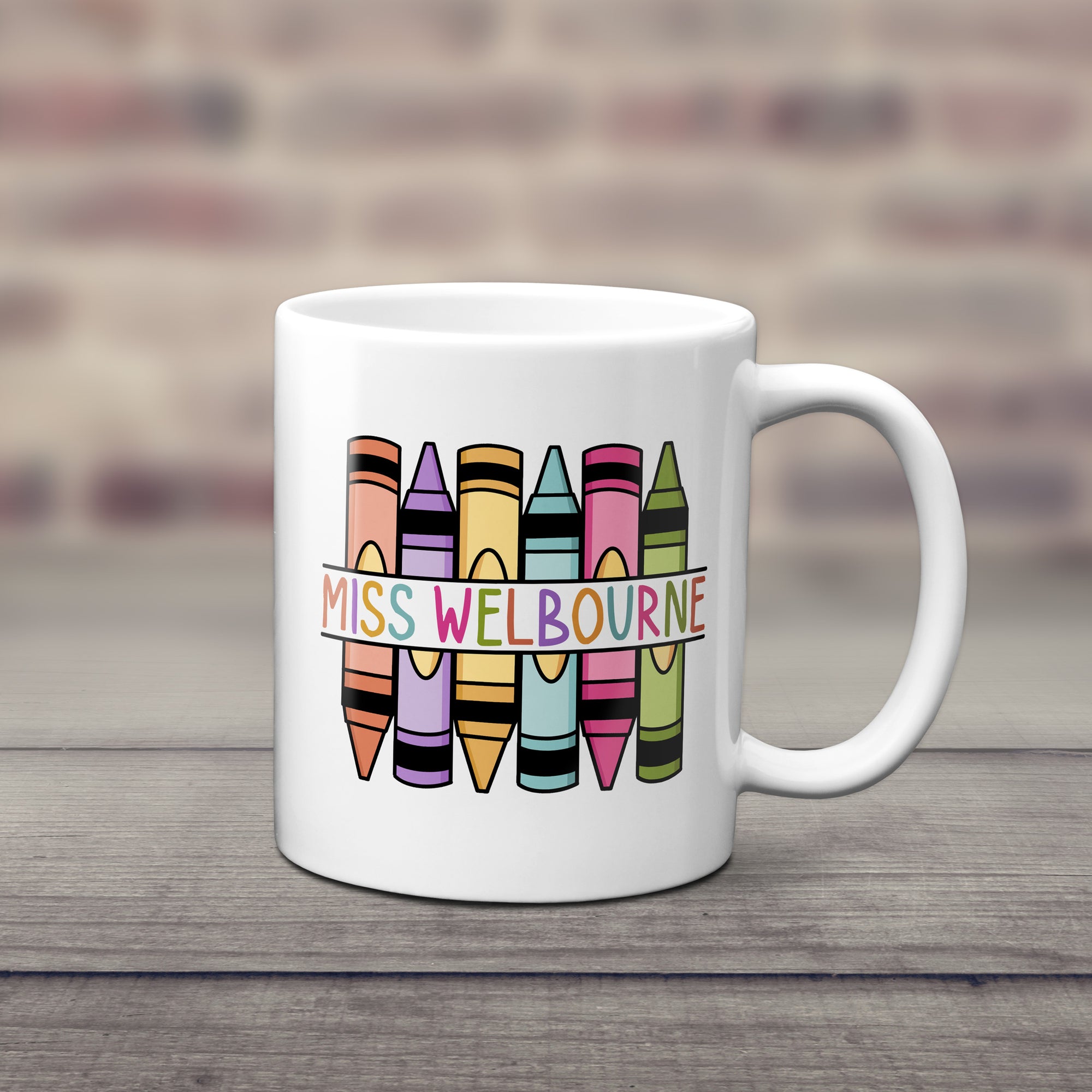 Personalised Crayons Teacher Ceramic Mug