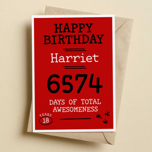 Personalised Days Of Awesomeness Birthday Card