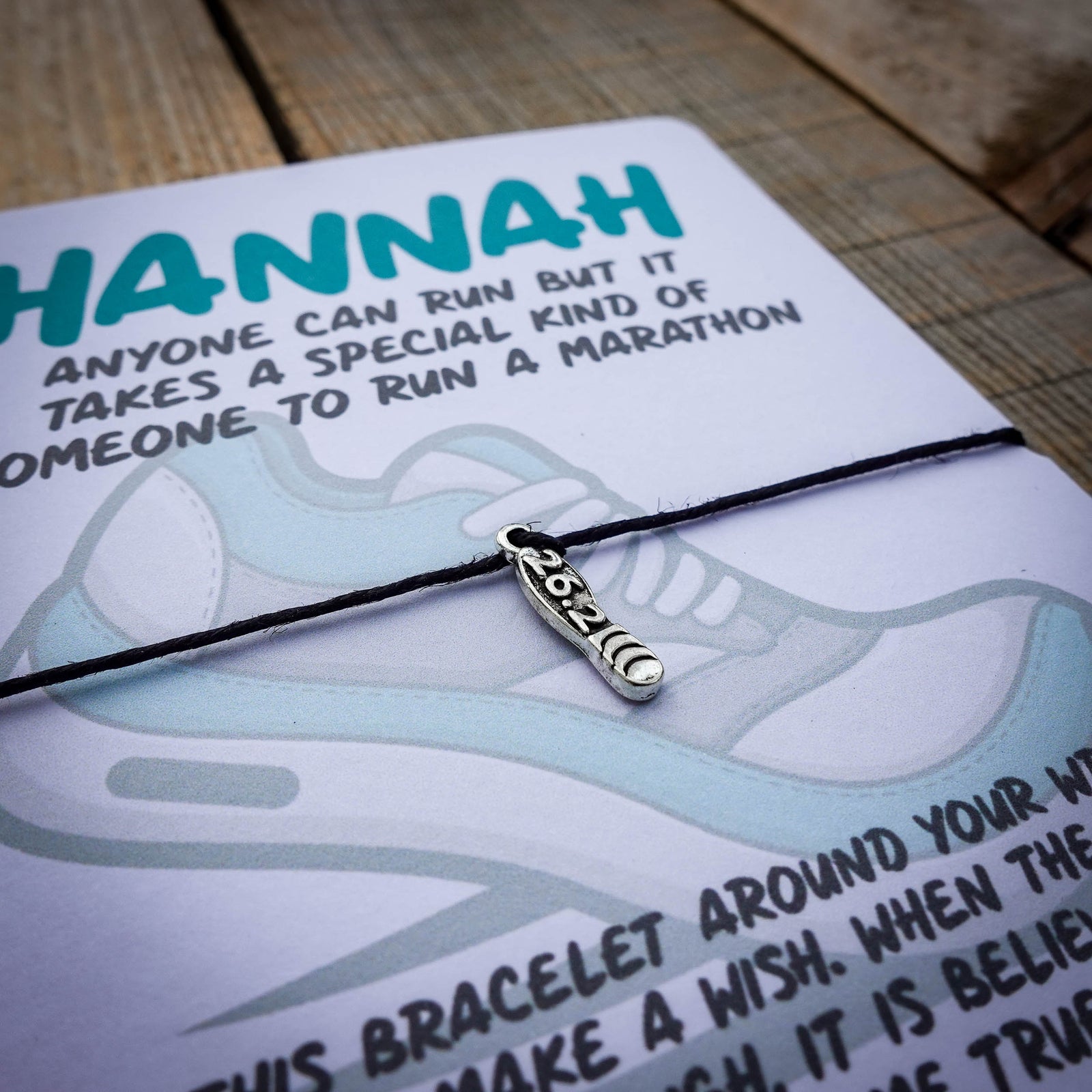 Marathon Running Wish Bracelet & Personalised Postcard