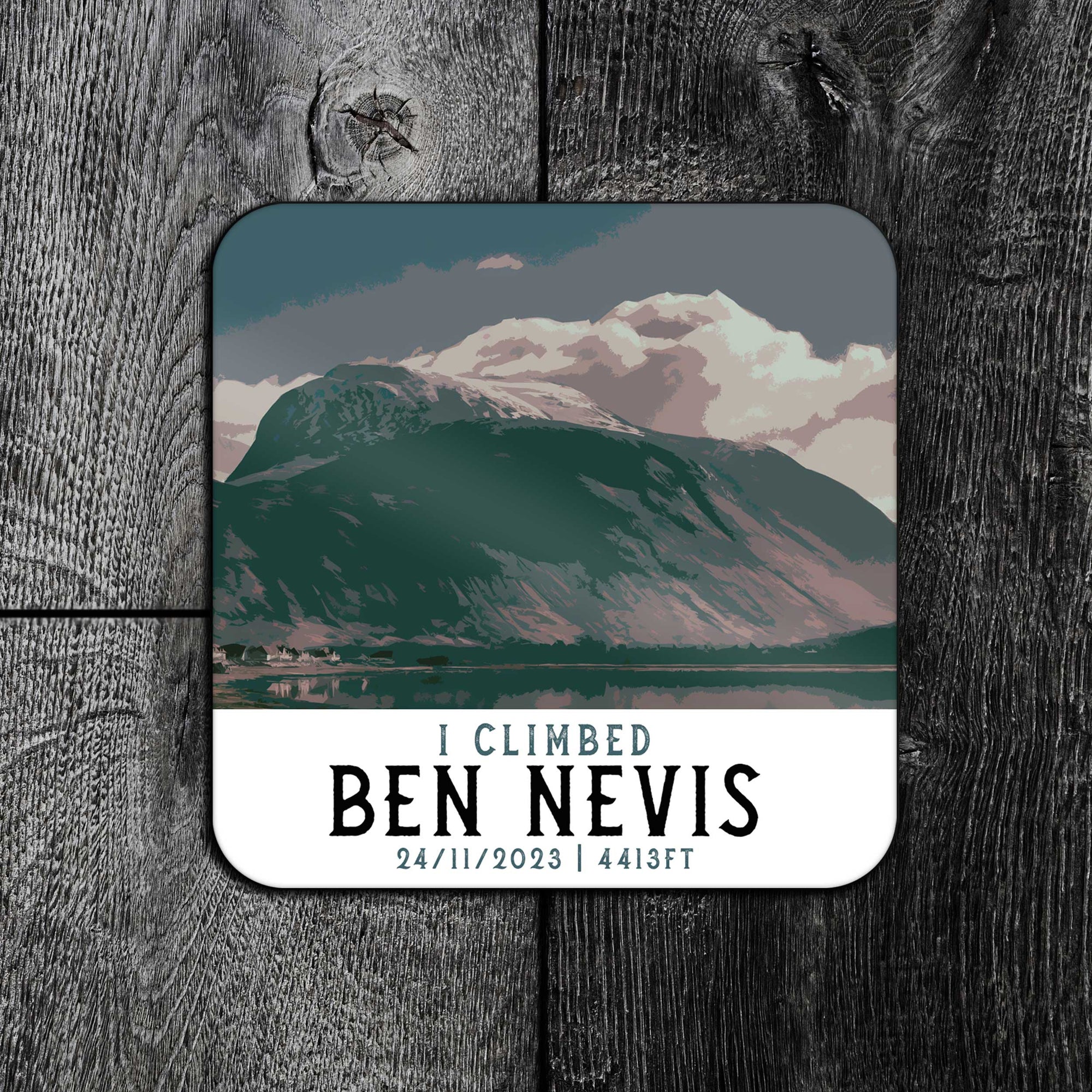 I Climbed Ben Nevis Personalised Summit Coaster | Travel Poster Style