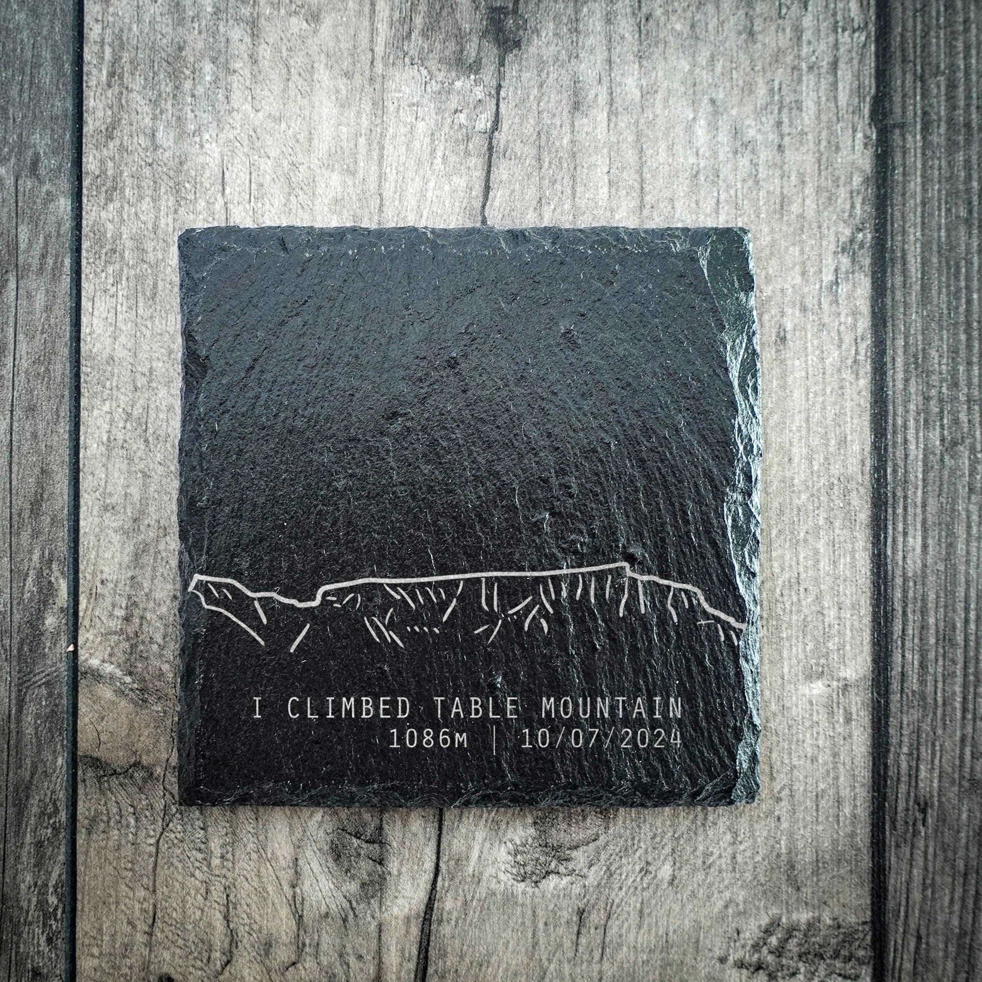 Personalised I Climbed Table Mountain Slate Summit Coaster