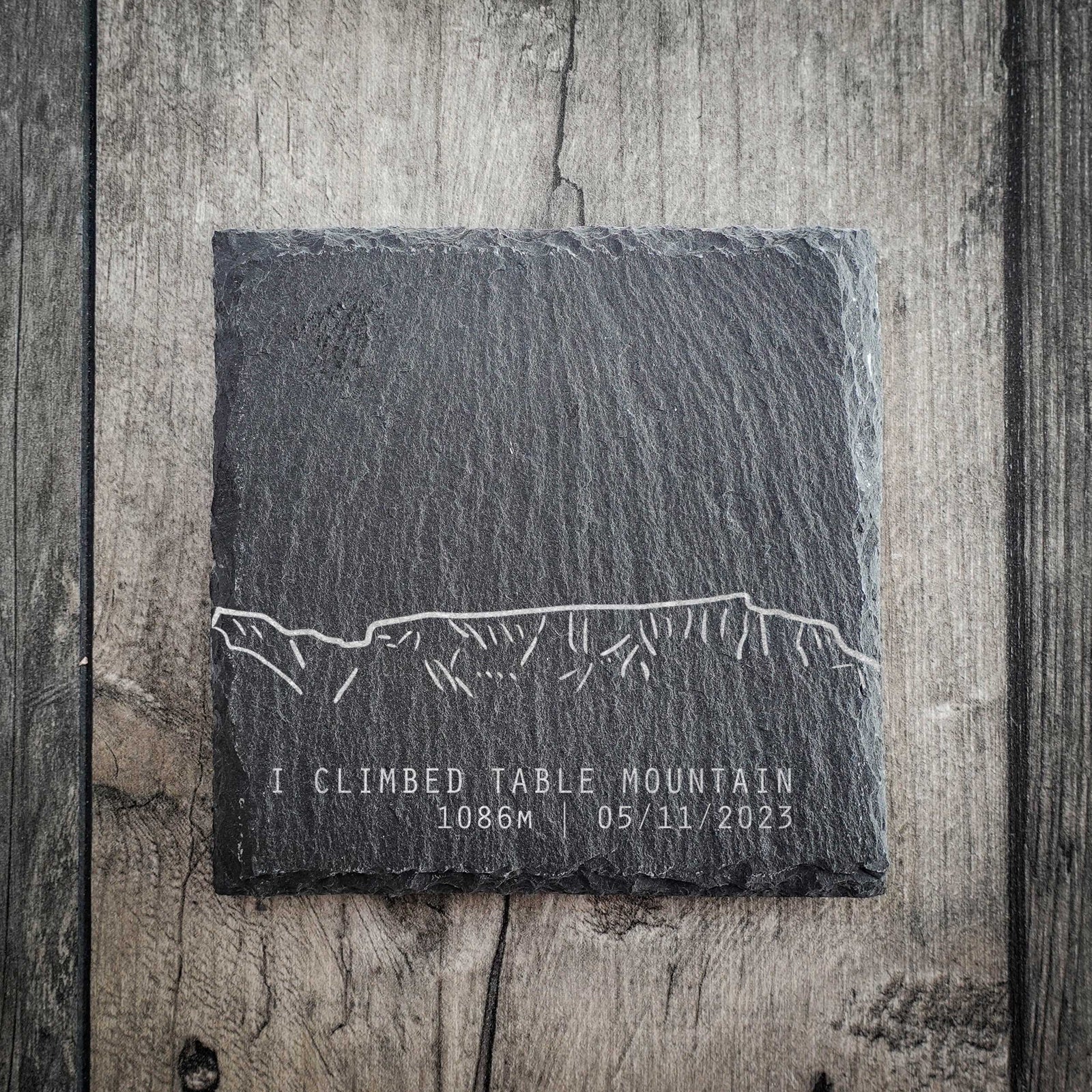 Personalised I Climbed Table Mountain Slate Summit Coaster