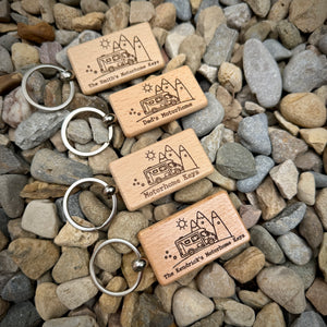 Personalised Motorhome Key Ring – Custom Engraved Wooden Key Ring
