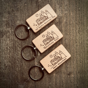 Personalised Motorhome Key Ring – Custom Engraved Wooden Key Ring