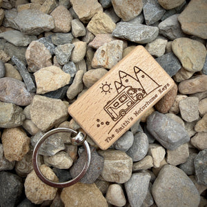 Personalised Motorhome Key Ring – Custom Engraved Wooden Key Ring