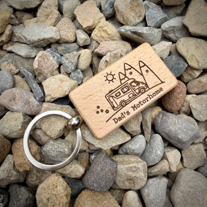 Personalised Motorhome Key Ring – Custom Engraved Wooden Key Ring