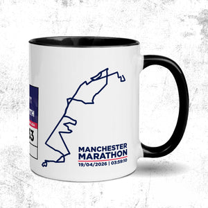 Personalised Manchester Marathon Mug | Custom Time & Bib Design