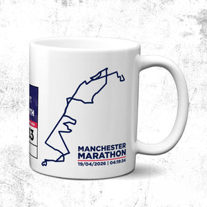 Personalised Manchester Marathon Mug | Custom Time & Bib Design