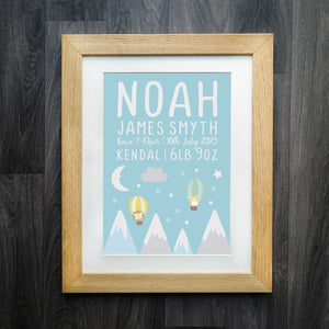 Escape from the Mountains: Personalised Birth Print