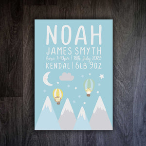 Escape from the Mountains: Personalised Birth Print