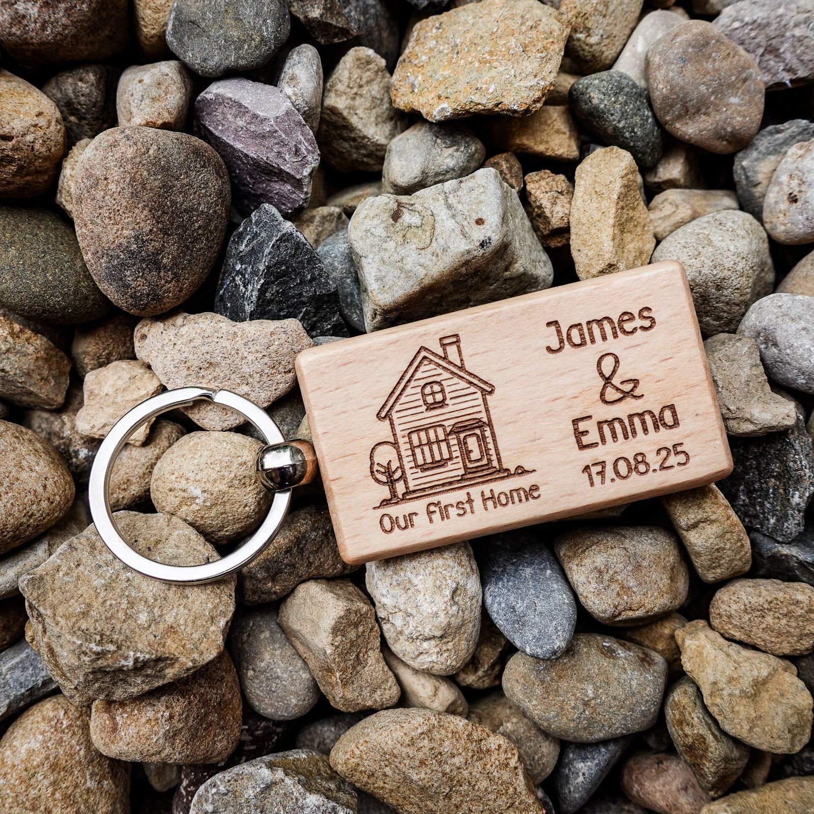 Our Home Laser Engraved Wooden Key Ring