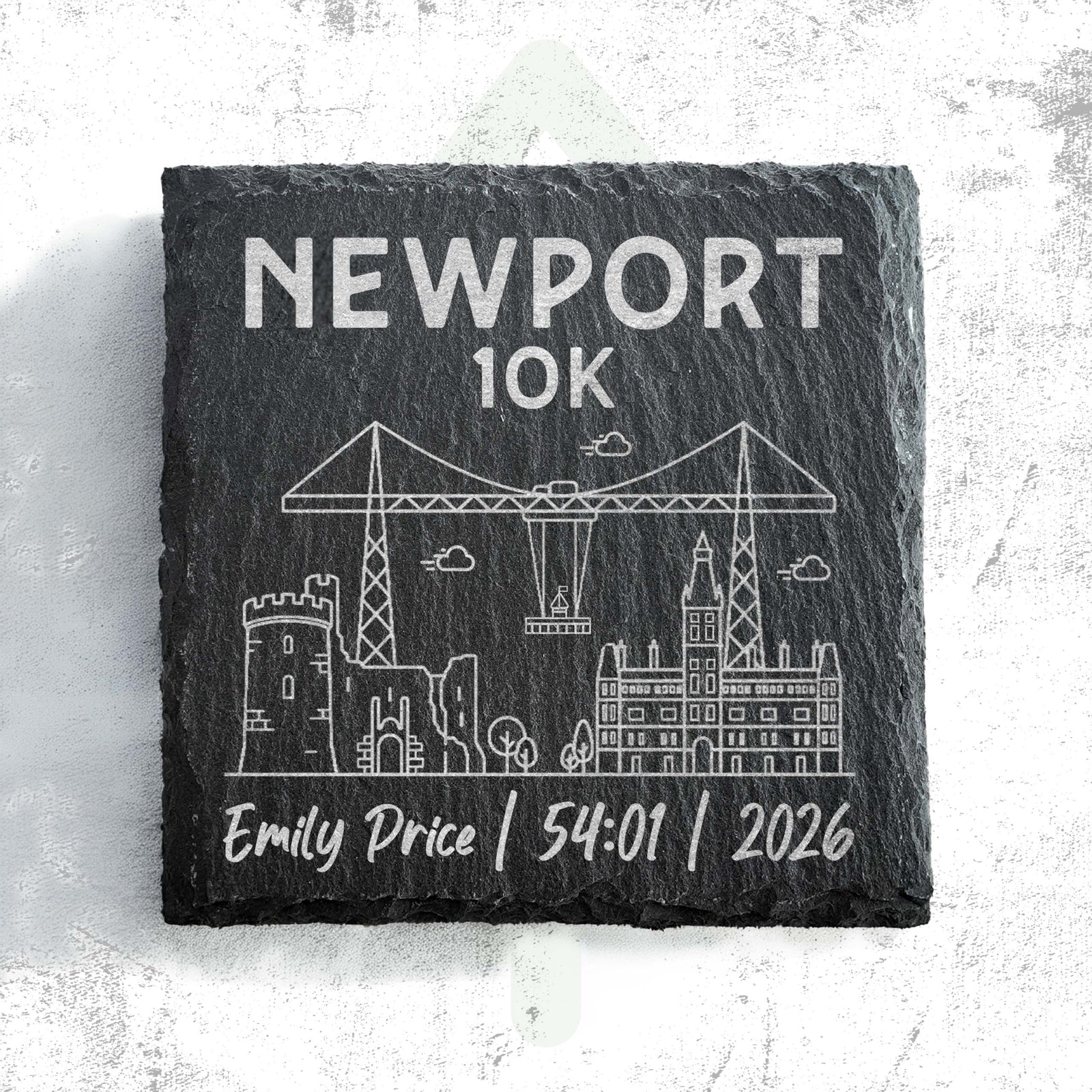 Official Newport Marathon Festival Personalised Slate Skyline Coaster