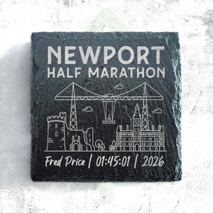 Official Newport Marathon Festival Personalised Slate Skyline Coaster