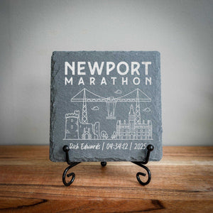 Official Newport Marathon Festival Personalised Slate Skyline Coaster