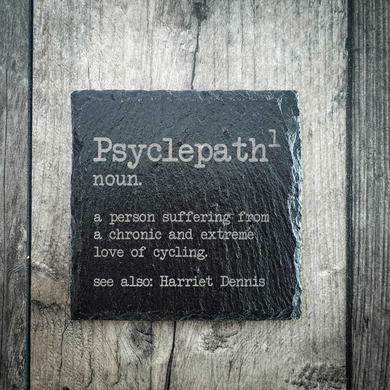 Psyclepath Dictionary Personalised Slate Cycling Coaster