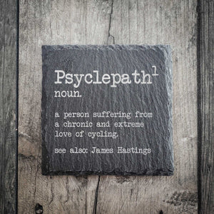 Psyclepath Dictionary Personalised Slate Cycling Coaster