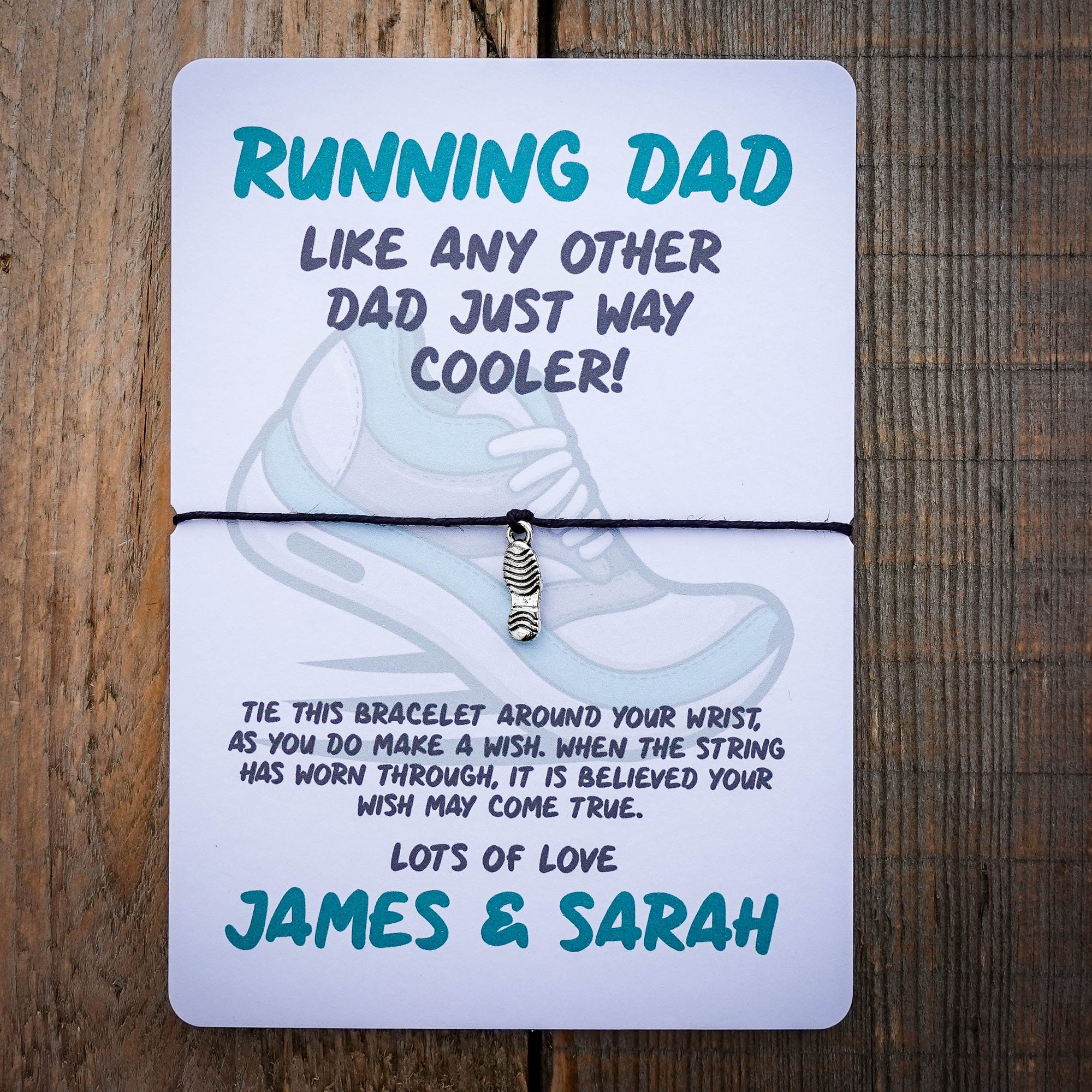 Running Dad Wish Bracelet & Personalised Postcard