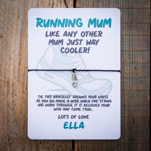 Running Mum Wish Bracelet & Personalised Postcard