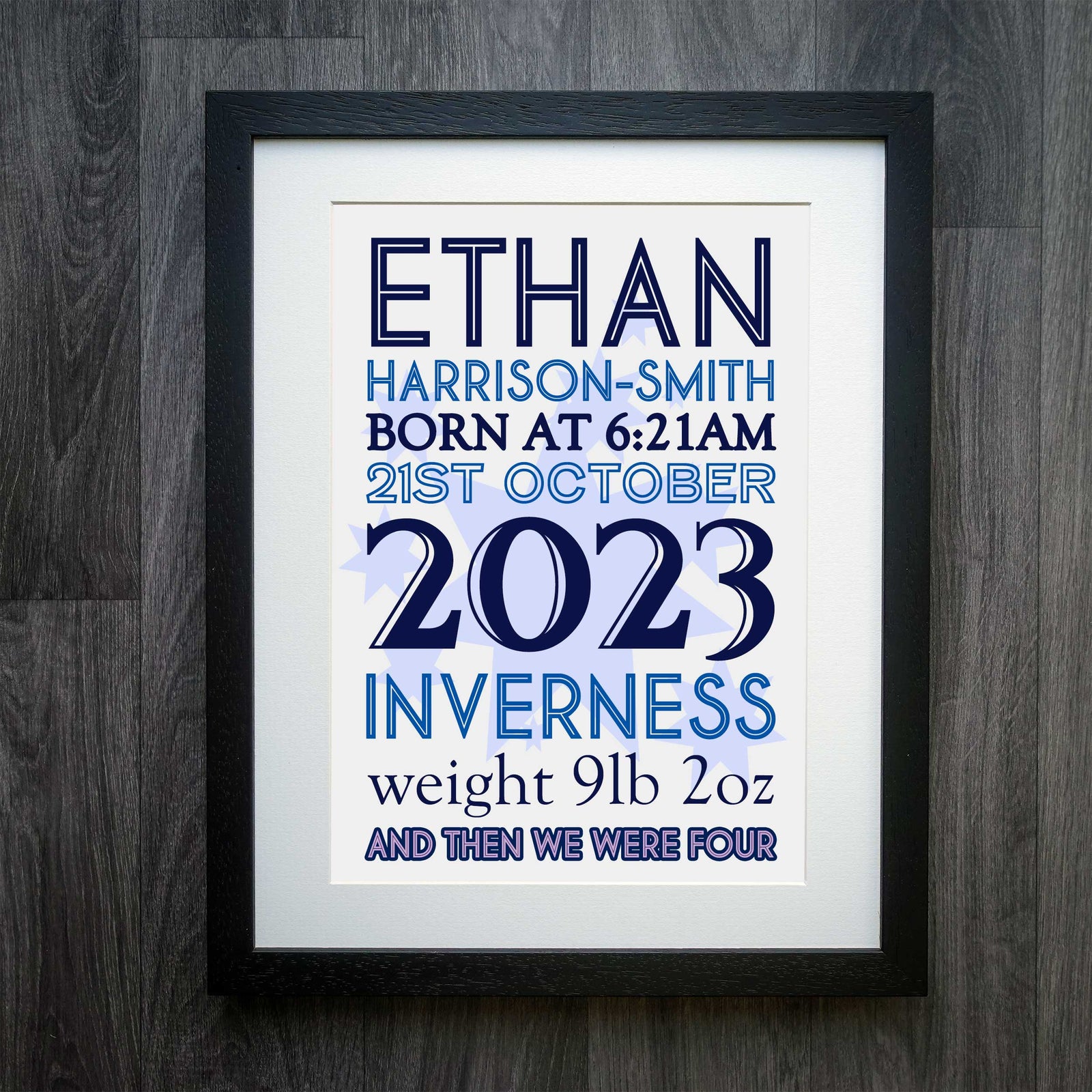 EllieBeanPrints Star Burst Birth Details: Capture Your Baby's Vital Stats