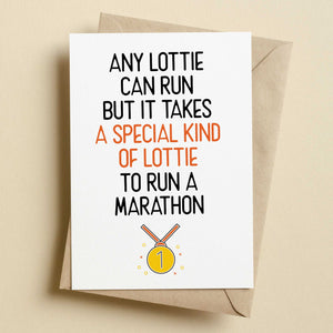 Personalised Anyone Can Run A Marathon Good Luck Marathon Running Card