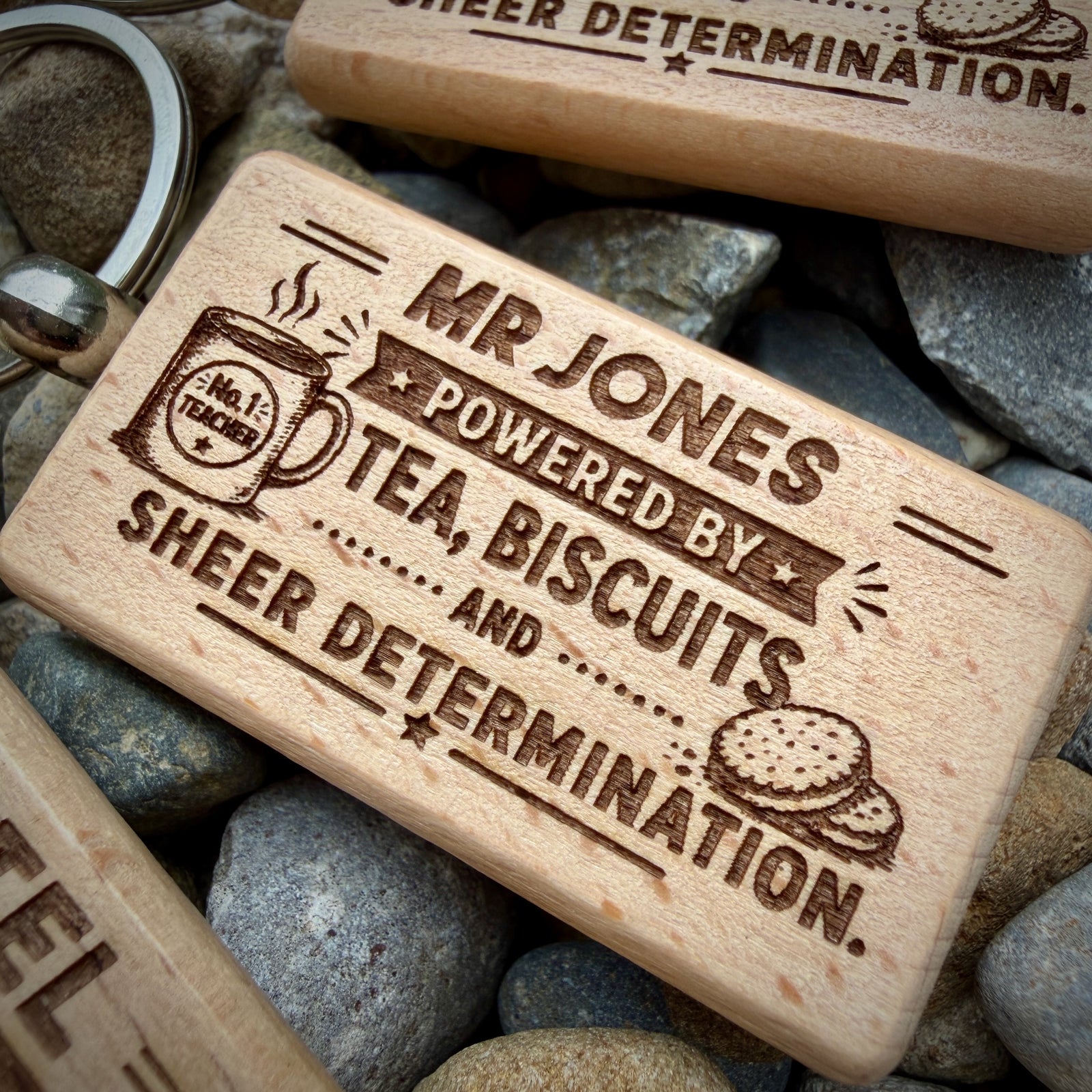 Personalised Sheer Determination Teacher Key Ring