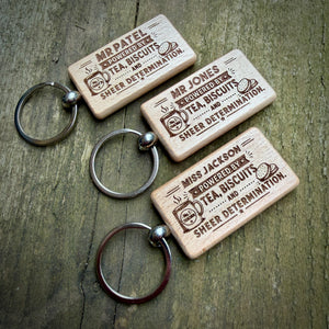 Personalised Sheer Determination Teacher Key Ring