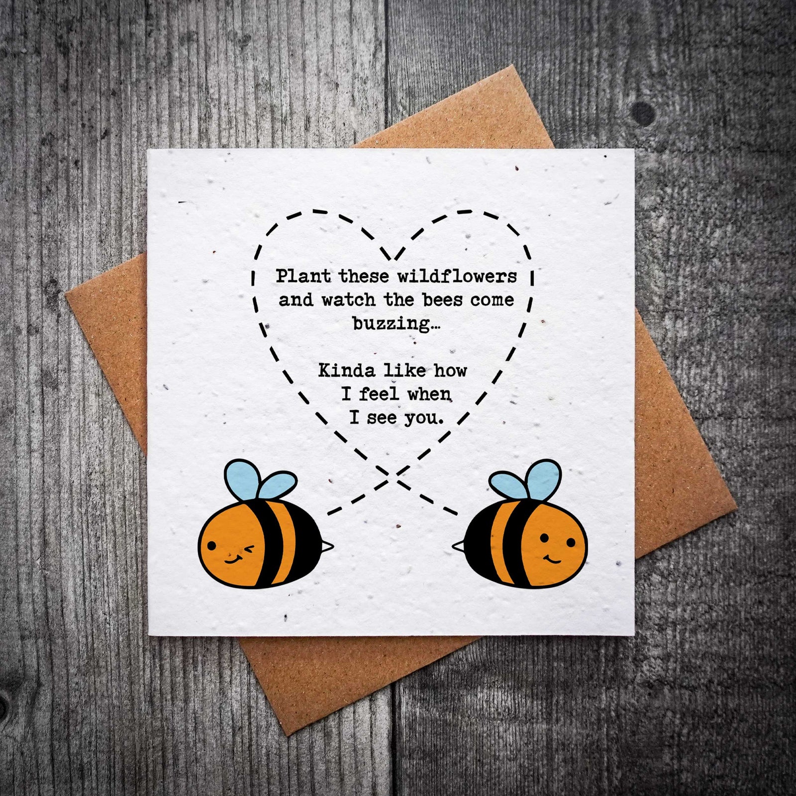 Plantable Bee Valentine’s Card – Plant These Wildflowers And Watch The Bees Come Buzzing Plantable Card