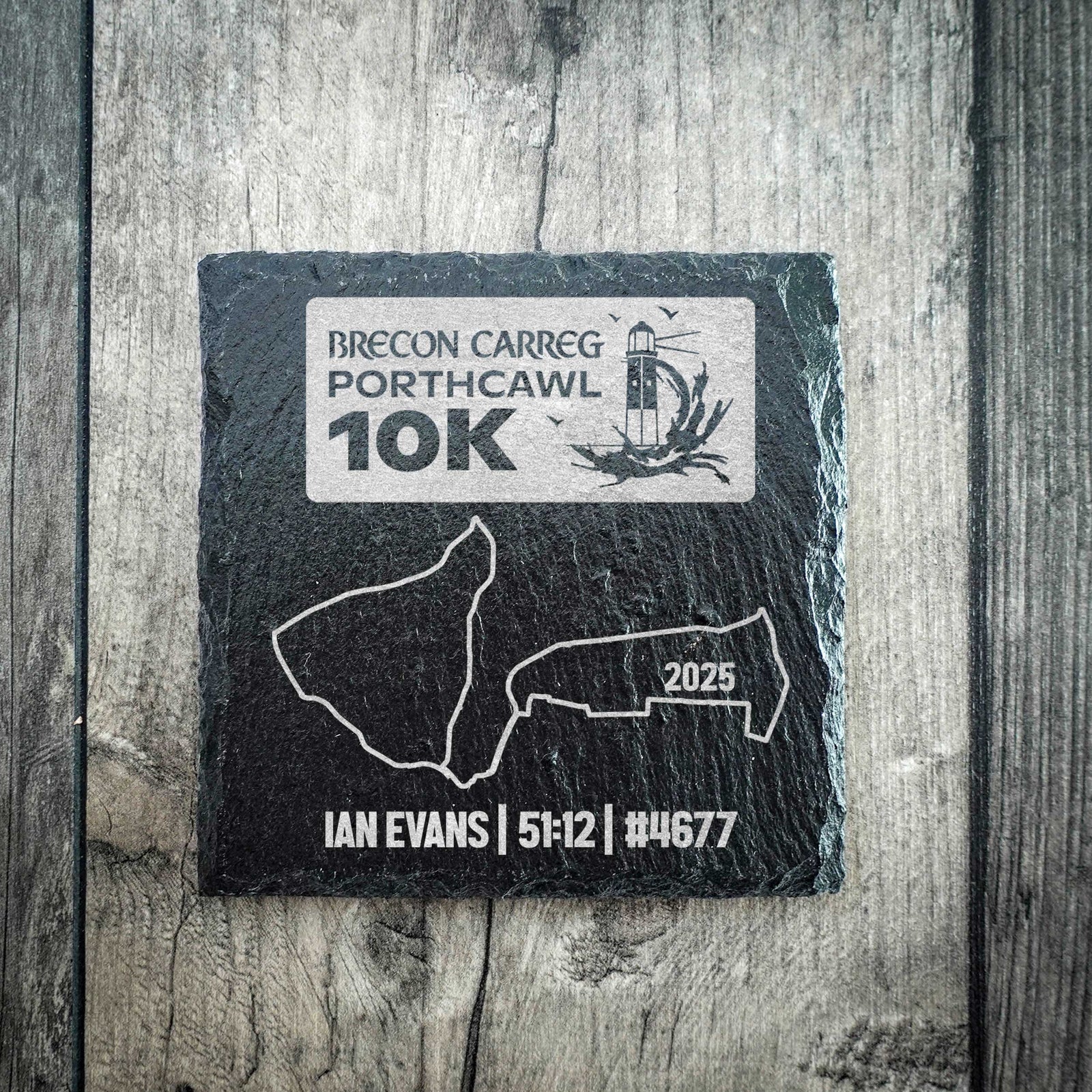 Official Porthcawl 10K Personalised Slate Running Coaster