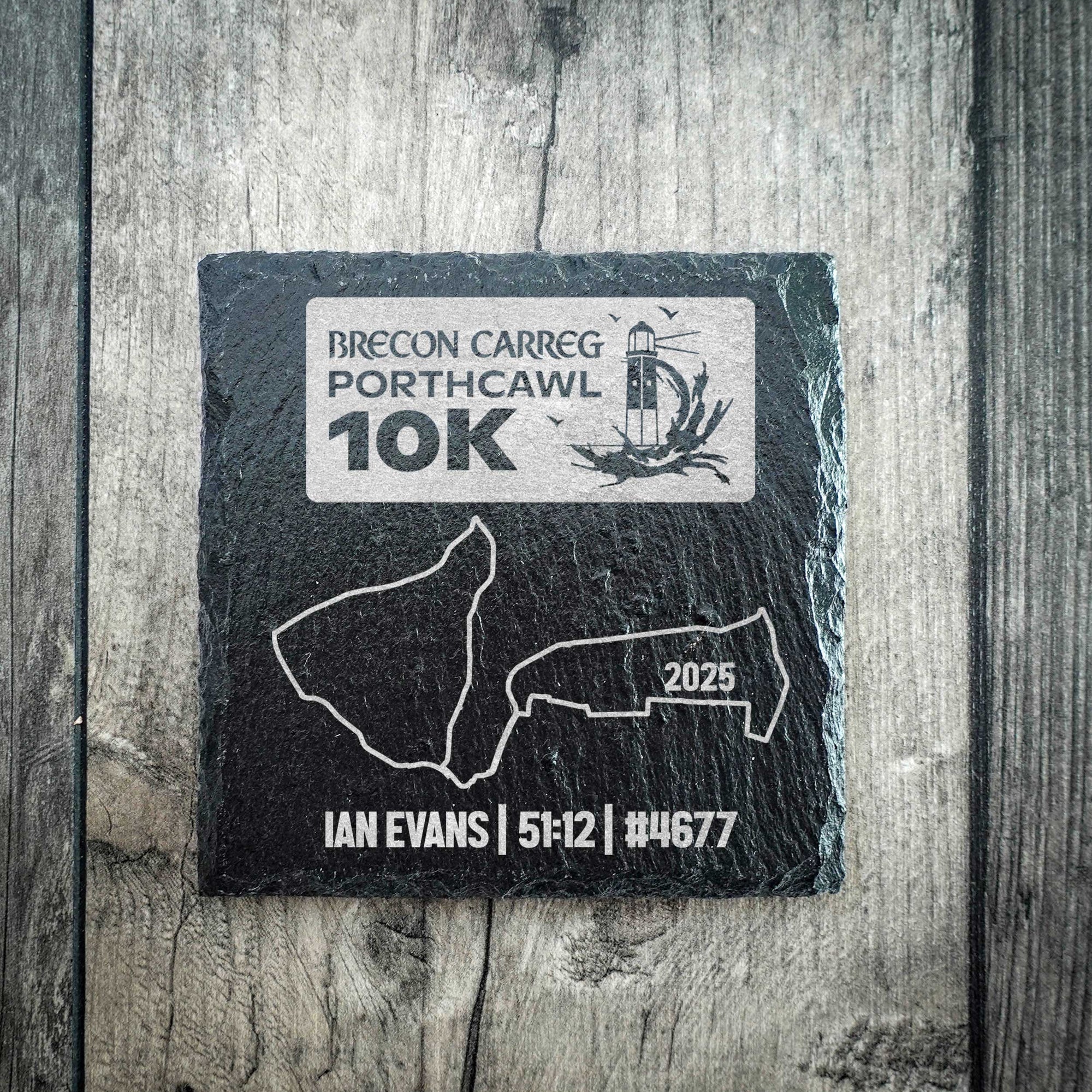 Official Porthcawl 10K Personalised Slate Running Coaster