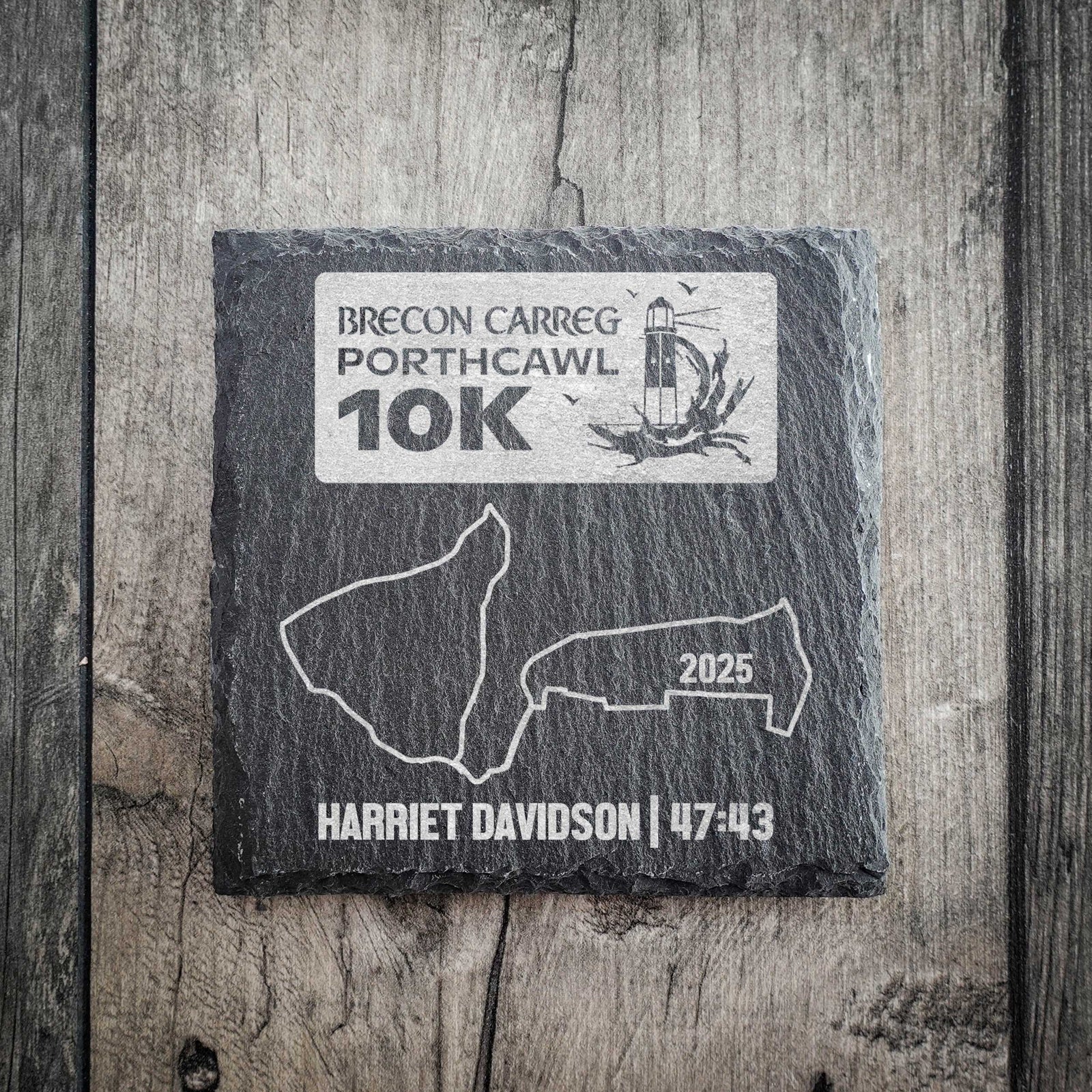 Official Porthcawl 10K Personalised Slate Running Coaster