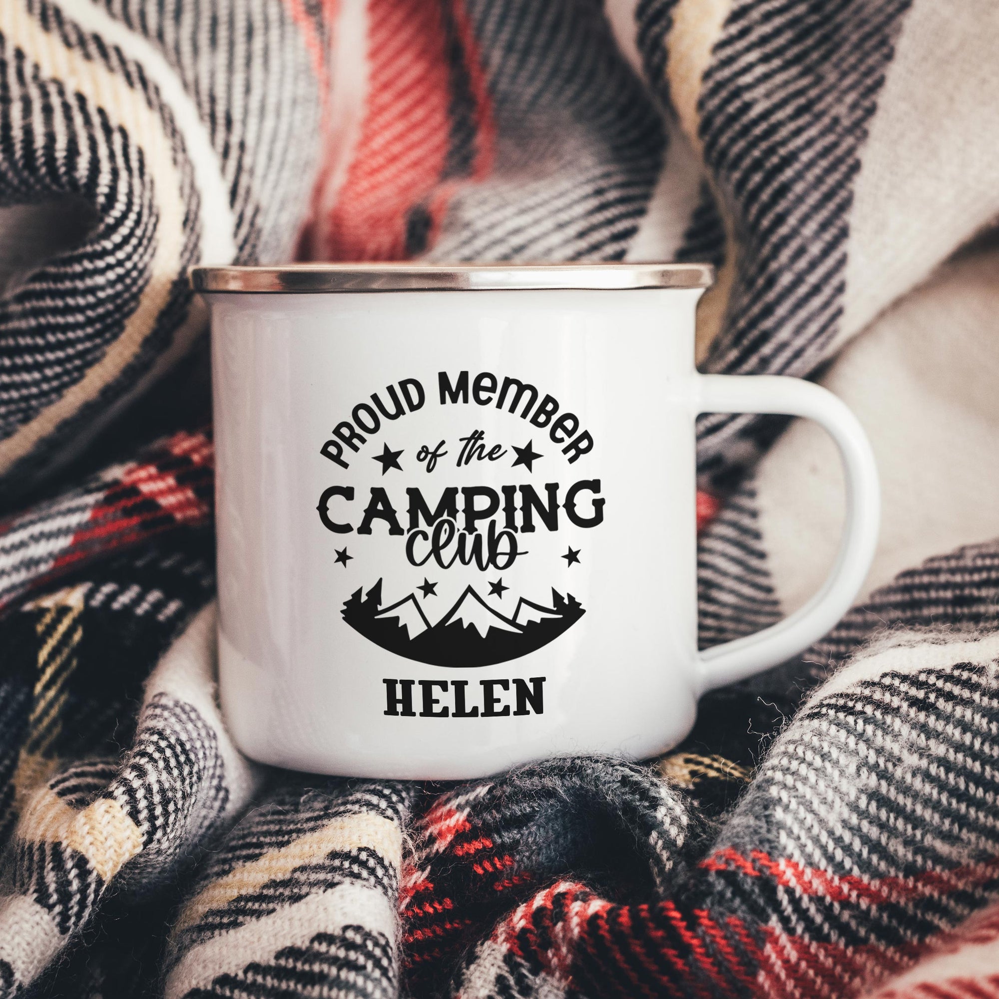 Camping Club Enamel Mug: Personalised Edition