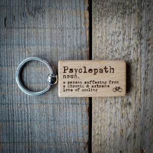 Psyclepath Laser Engraved Wooden Cycling Keyring